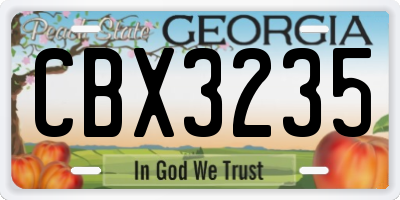 GA license plate CBX3235