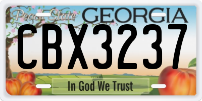 GA license plate CBX3237