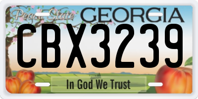GA license plate CBX3239