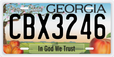 GA license plate CBX3246