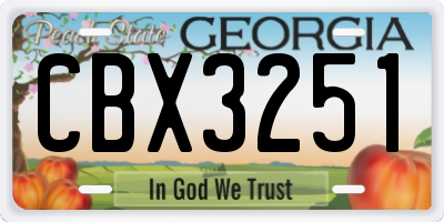 GA license plate CBX3251