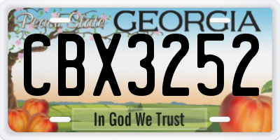 GA license plate CBX3252