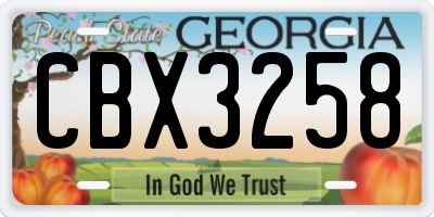 GA license plate CBX3258