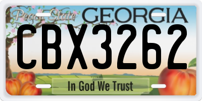 GA license plate CBX3262
