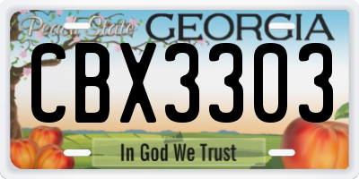 GA license plate CBX3303