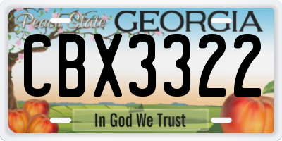 GA license plate CBX3322