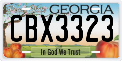 GA license plate CBX3323