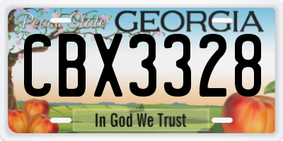 GA license plate CBX3328