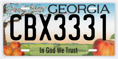 GA license plate CBX3331