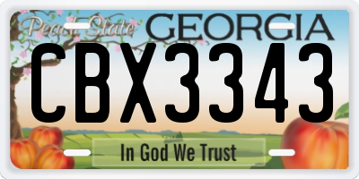 GA license plate CBX3343