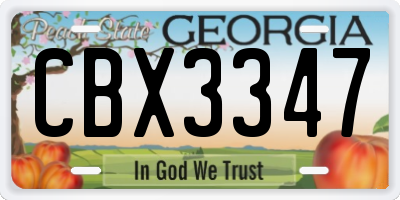GA license plate CBX3347