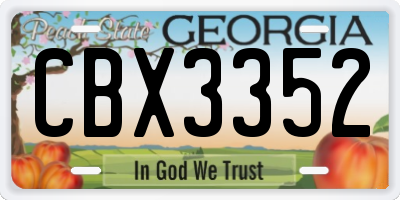 GA license plate CBX3352