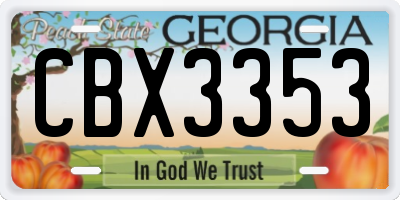 GA license plate CBX3353