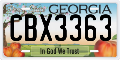 GA license plate CBX3363