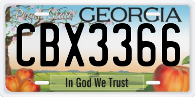 GA license plate CBX3366