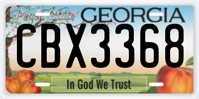 GA license plate CBX3368