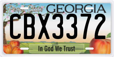 GA license plate CBX3372