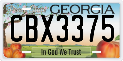GA license plate CBX3375