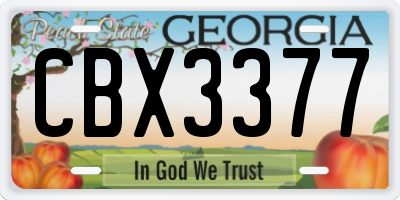 GA license plate CBX3377