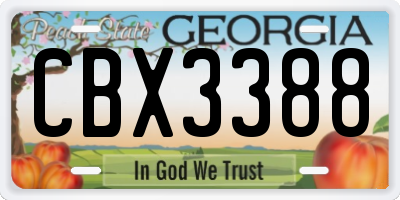 GA license plate CBX3388
