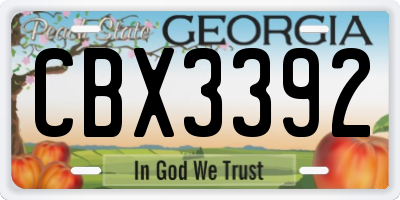 GA license plate CBX3392