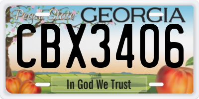 GA license plate CBX3406