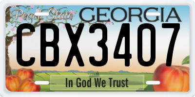 GA license plate CBX3407