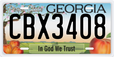 GA license plate CBX3408