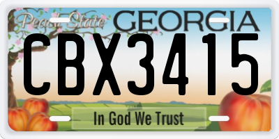 GA license plate CBX3415