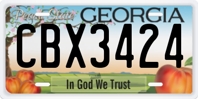 GA license plate CBX3424