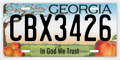 GA license plate CBX3426