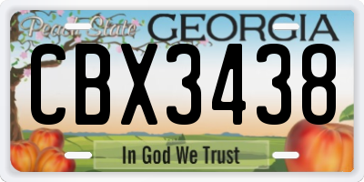 GA license plate CBX3438