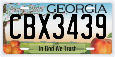 GA license plate CBX3439