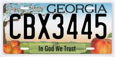 GA license plate CBX3445