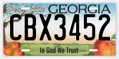 GA license plate CBX3452