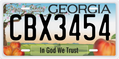GA license plate CBX3454