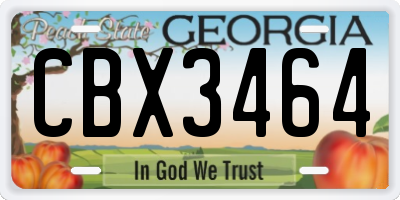 GA license plate CBX3464
