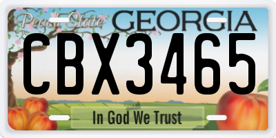 GA license plate CBX3465