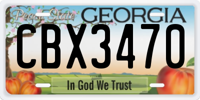 GA license plate CBX3470