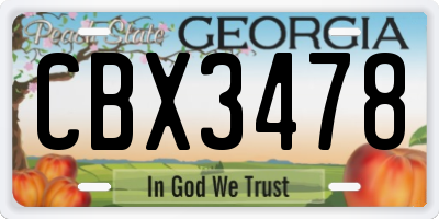 GA license plate CBX3478