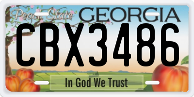 GA license plate CBX3486