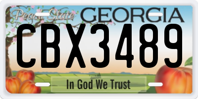 GA license plate CBX3489