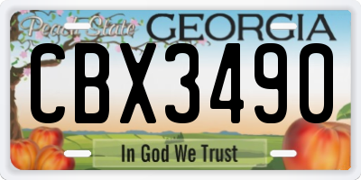 GA license plate CBX3490