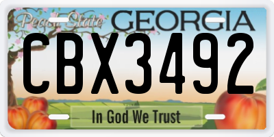 GA license plate CBX3492