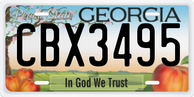 GA license plate CBX3495