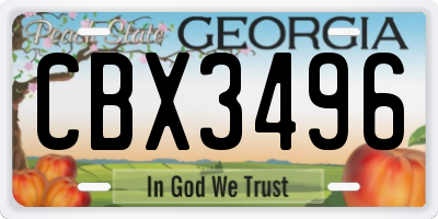 GA license plate CBX3496