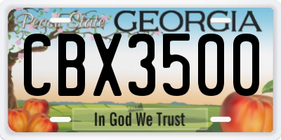 GA license plate CBX3500