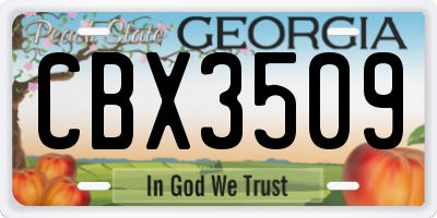 GA license plate CBX3509