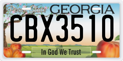 GA license plate CBX3510