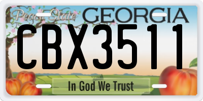 GA license plate CBX3511